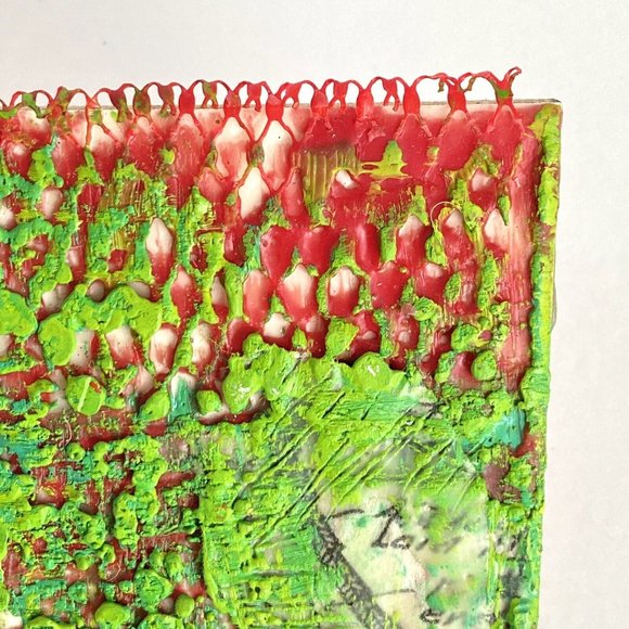 ATC ACEO Original 'Building Bridges' Encaustic Wax Collage Tristina Elmes - Picture 6 of 7